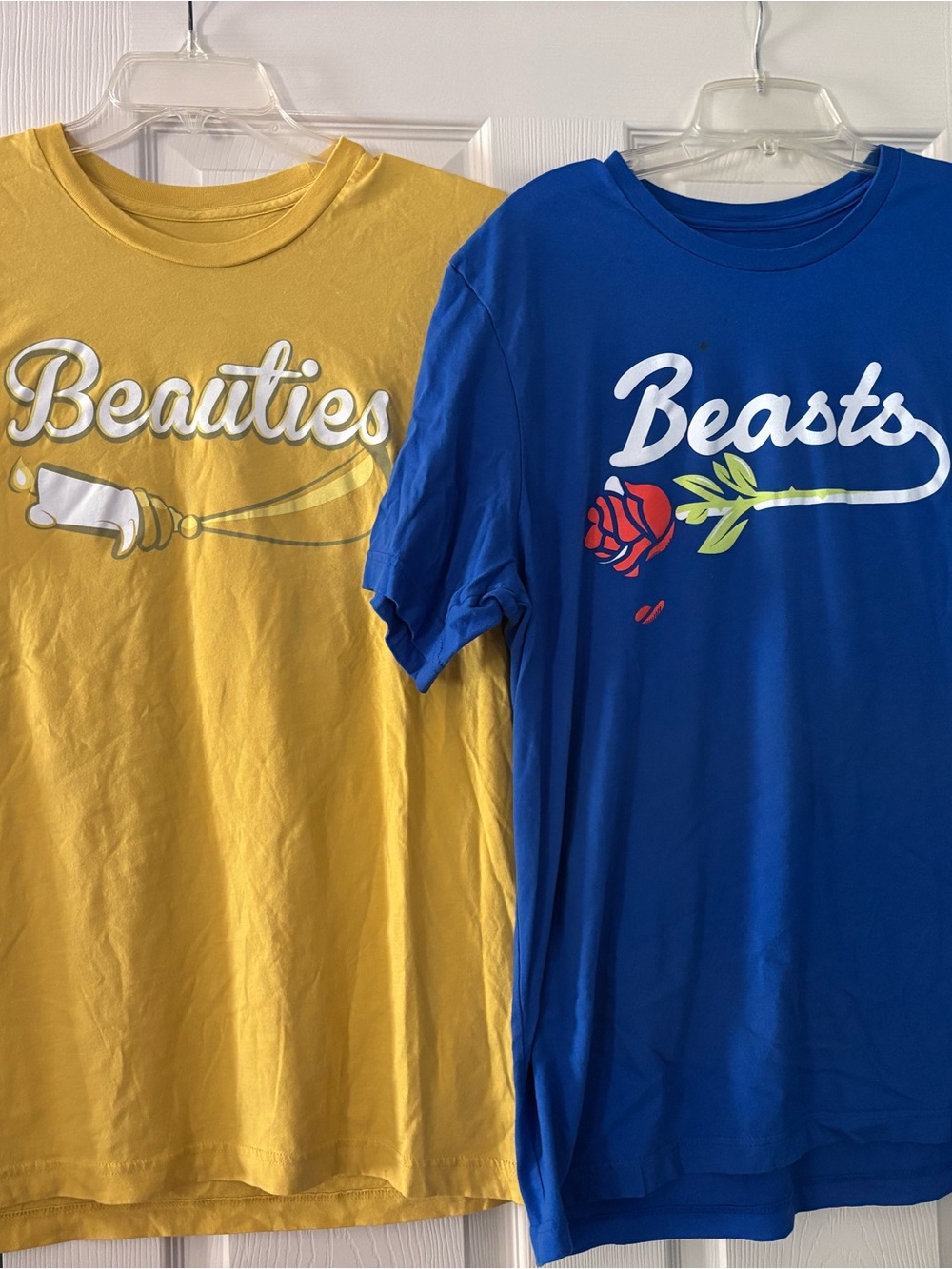 Beauties & Beasts Graphic Tee Set - Yellow & Blue Short Sleeve Shirts